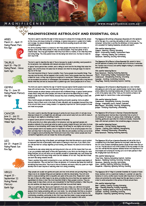 Magnifiscense Astrology and Essential Oils A4 Poster